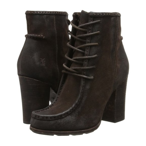 NWOB Frye Parker Moc Ankle Charcoal Oiled Suede Boots Booties